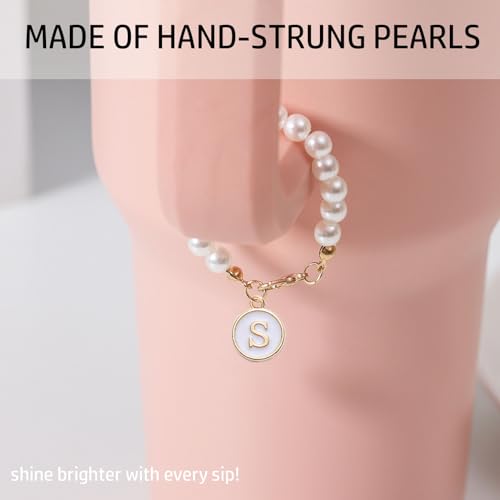 LUHOHI Letter Charm for Stanley Cup，Pearl Chain Accessories Stanley Cup Initial Charms for Handle Stuff Decor Water Bottle Jewelry Tumbler Cute Simple Modern Personalized Name ID Decorations (S) - Image 2