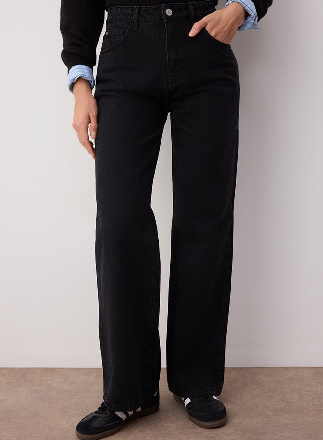 trendyol Black High Waist Wide Leg Wide Leg Jeans - Image 3
