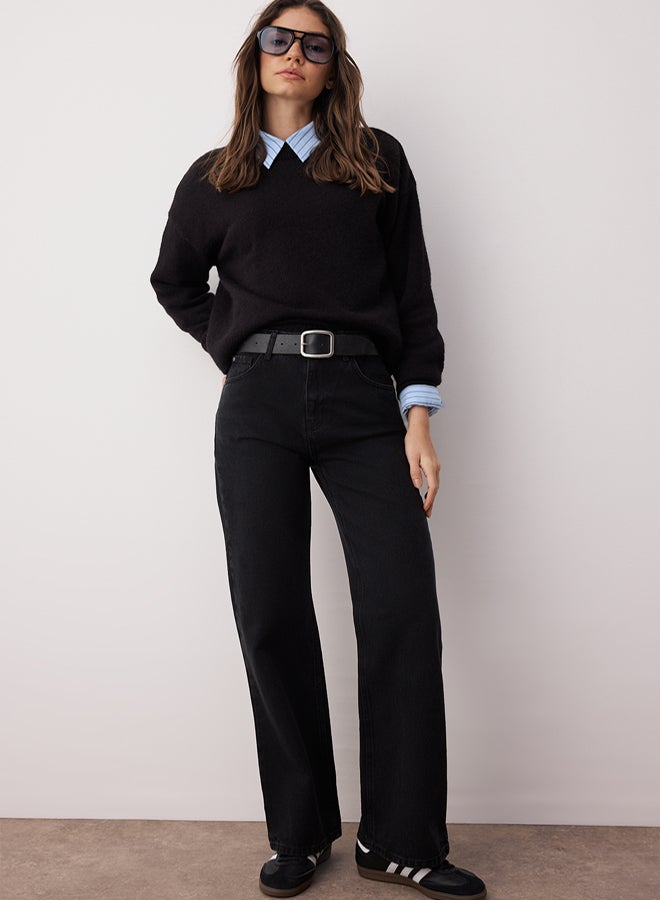trendyol Black High Waist Wide Leg Wide Leg Jeans - Image 2
