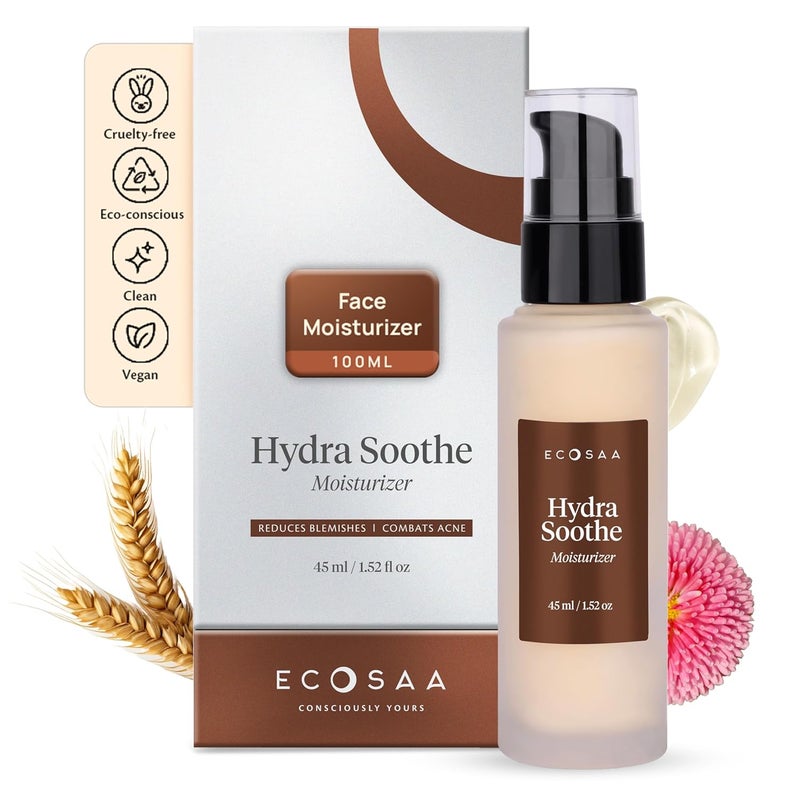 ECOSAA Ecosaa Hydra Soothe Face Moisturizer for Deep Hydration45 Ml Hyaluronic Acid Moisturiser with Aloe Vera Lightweight Oil Free Moisturizing Gel for Oily Acne Prone Skin Moisturizer for Glowing Skin  - Image 1