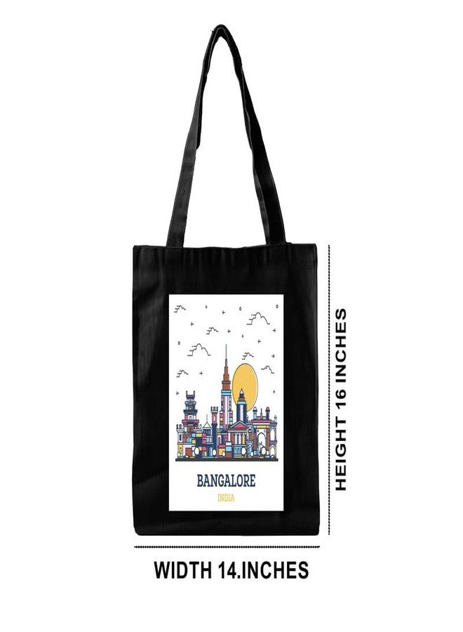 PrintingZone Bangalore Canvas Printed Tote Bag For Women | Zipper & Pouch | Shopping/Grocery Bag | Multi-Purpose Bag | Reusable Eco-Friendly Cotton Handbags, Canvas Tote Bags For College(TB67) - Image 2
