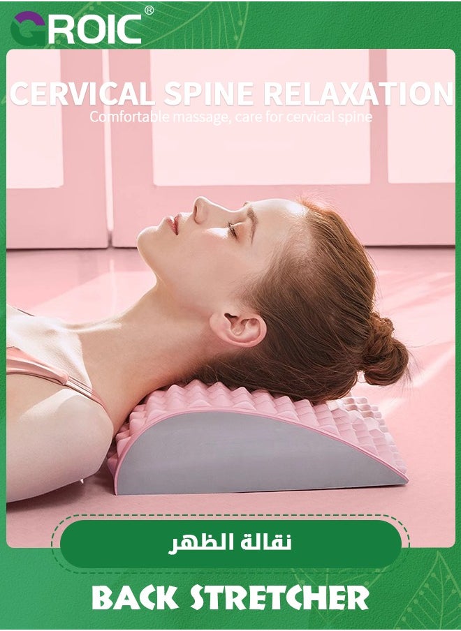 GROIC - 2024 New Neck and Back Stretcher, Back Neck Lower Back Relief, Back Stretcher for Lower Back Pain Relief, Lumbar Support for Prolonged Sitting (Pink) - Image 1