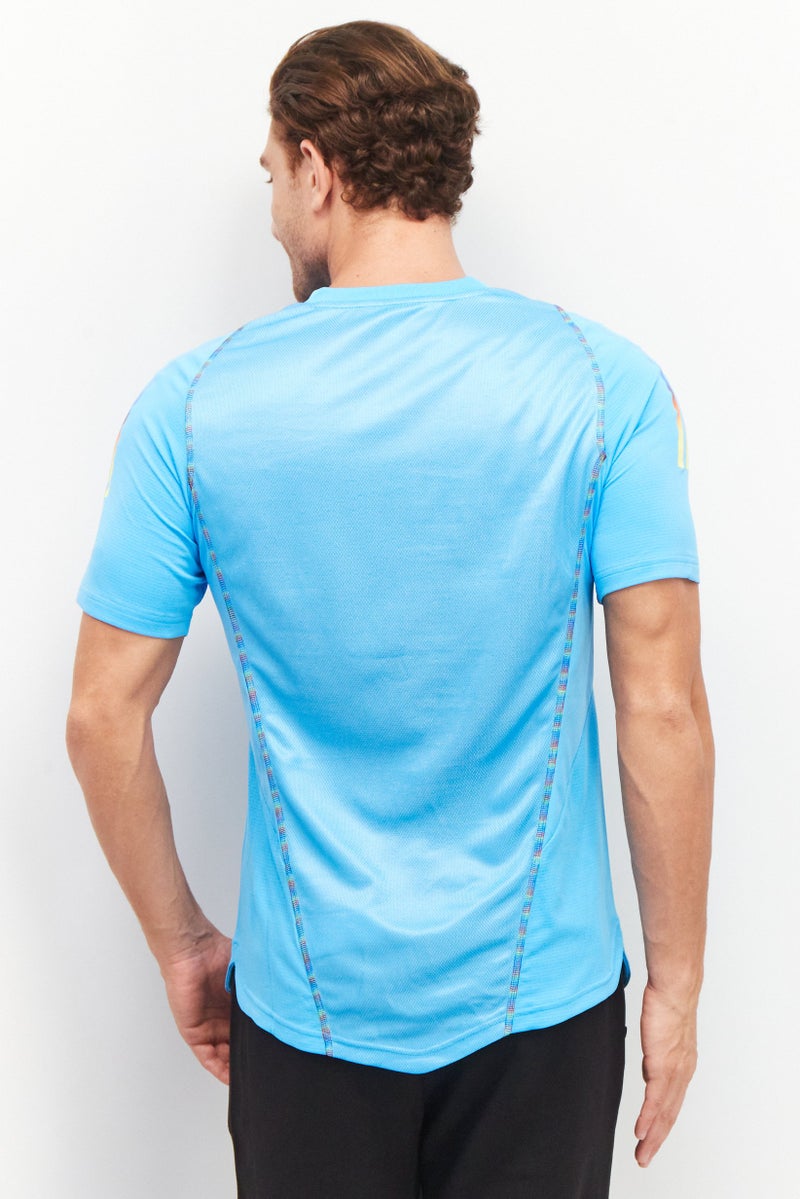 Adidas Men Sportswear Fit Short Sleeve Brand Logo Training Jersey, Turquoise  - Image 4