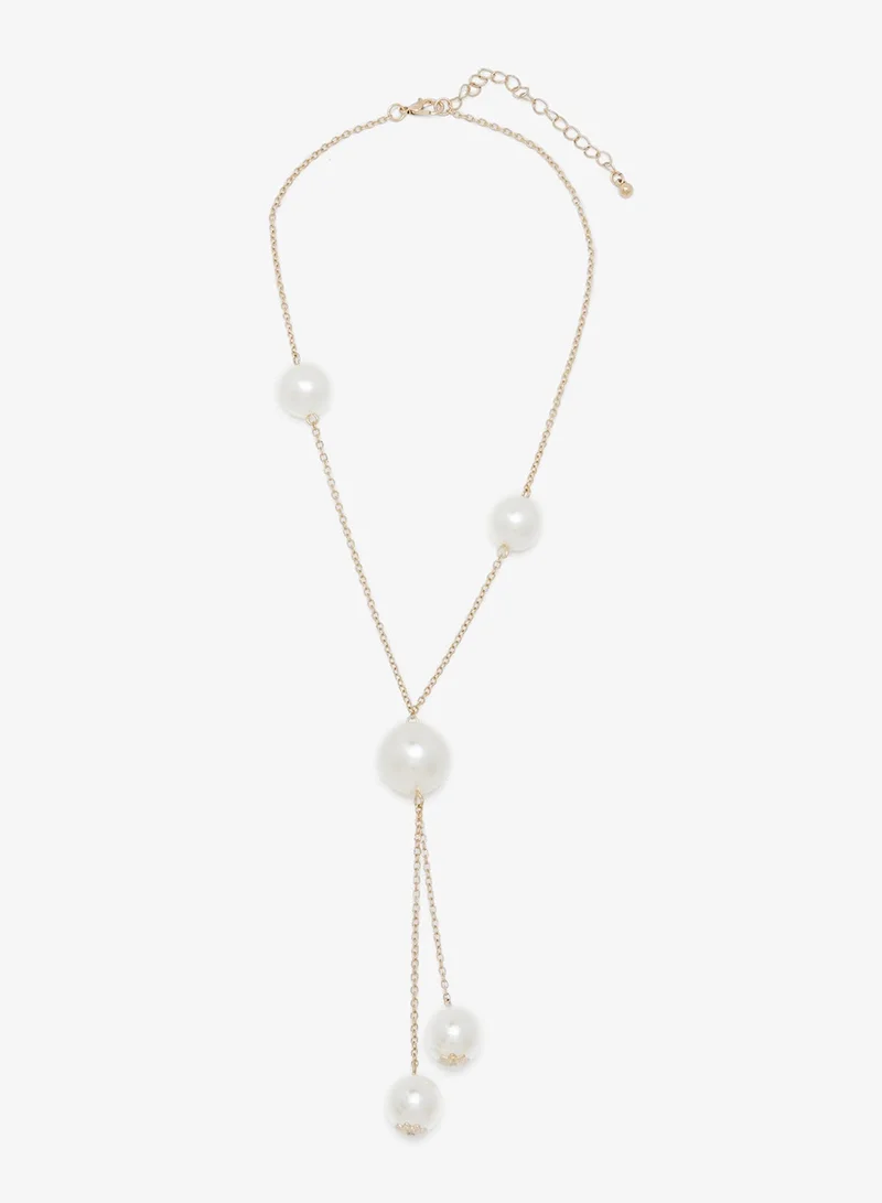 Ella Pearl Embellished Drop Down Necklace