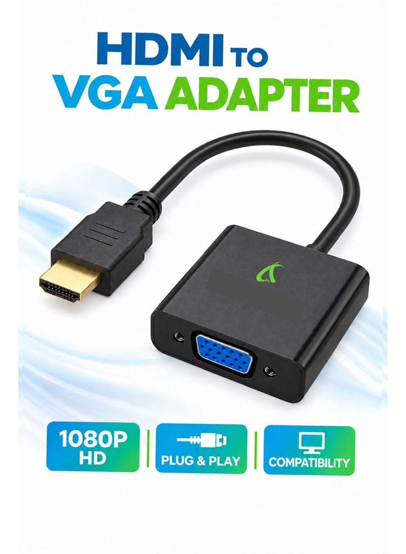 فوجيشكا كابل HDMI إلى VGA، محول HDTV إلى VGA، كابل HD 1080P مناسب لأجهزة الكمبيوتر وأجهزة التلفزيون وأجهزة الكمبيوتر المحمولة، اتصال الشاشة، مظهر احترافي، اتصال موثوق، كابل العرض، عشاق التكنولوجيا، شاشة للكمبيوتر المحمول، شاشة الكمبيوتر المحمول، كابل الشاشة، شاشة الكمبيوتر الشخصي، كابل VGA للكمبيوتر الشخصي، ملحقات الكمبيوتر، كابل الكمبيوتر، بطاقة الرسومات للكمبيوتر الشخصي، كابل التلفزيون، كابل جهاز العرض، ملحقات التلفزيون، جهاز عرض عالي الدقة بالكامل، Viga، كابل HDTV، كابل شاشة VGA Pin - Image 1