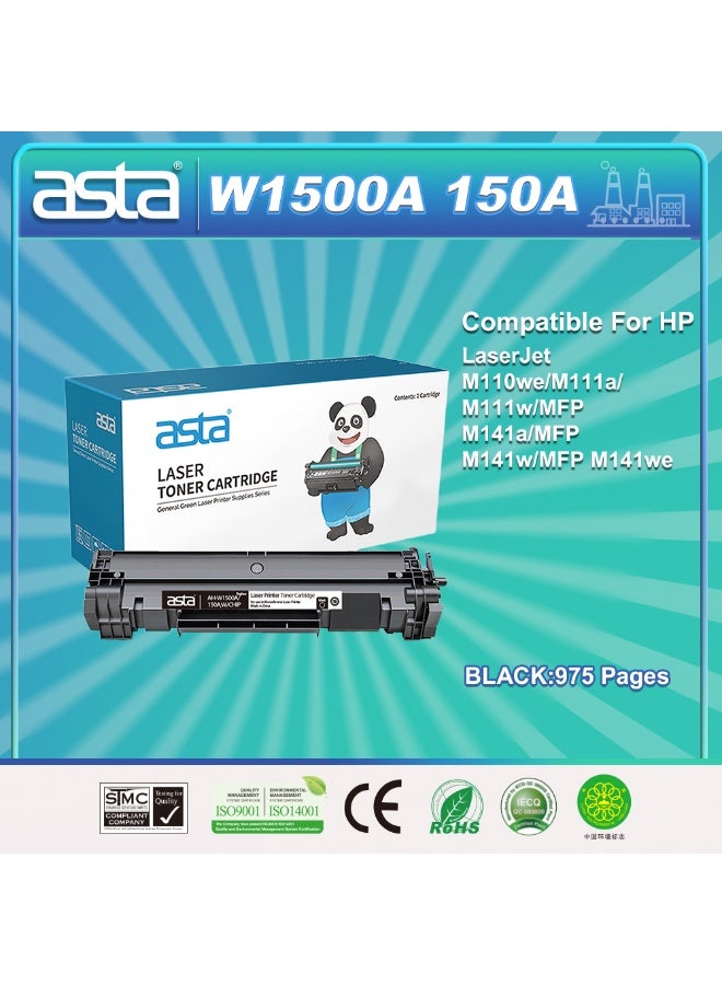 استا خرطوشة حبر ASTA W1500A 150A مع شريحة متوافقة مع طابعة HP LaserJet M110We M111A M111W MFP M141A M141W M141We، بديلة للطابعات المكتبية، طباعة طويلة الأمد، ناعمة وواضحة للاستخدام المكتبي والمنزلي - Image 1