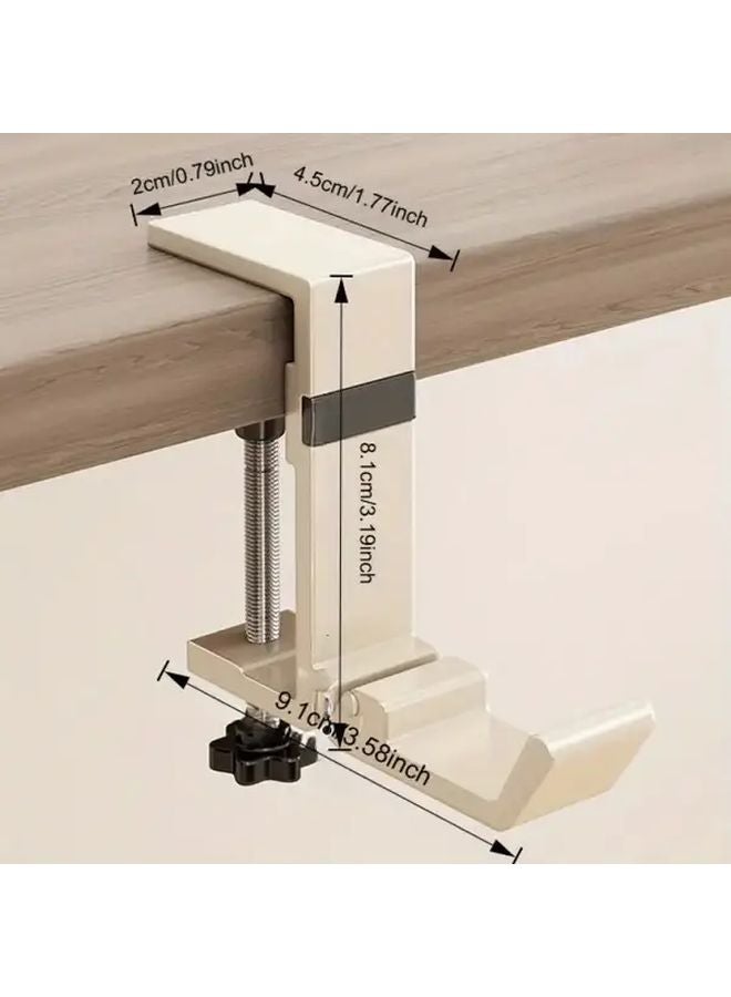 Beige A01 Magnetic Foldable Aluminum Headphone Stand Heavy Duty Desk Clip - Image 4