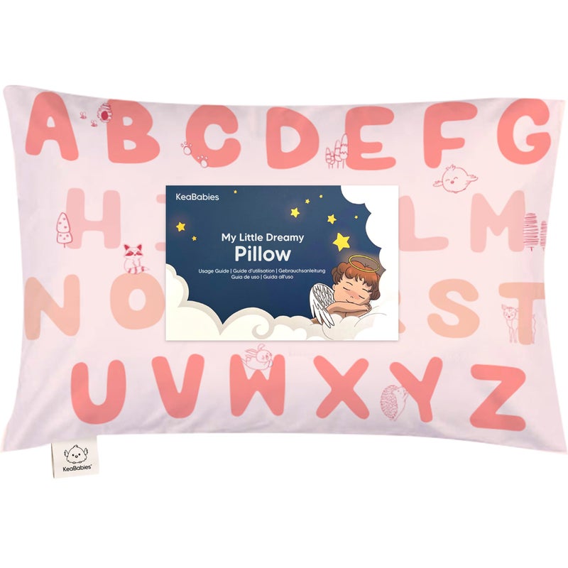 KeaBabies Toddler Pillow with Pillowcase - 13x18 My Little Dreamy Kids Travel Bed Pillows for Sleeping, Organic Cotton Small Pillowcase, Soft & Breathable, Machine Washable, Toddlers 2-5 Years(KeaABC Sakura)  - Image 1