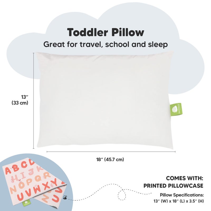 KeaBabies Toddler Pillow with Pillowcase - 13x18 My Little Dreamy Kids Travel Bed Pillows for Sleeping, Organic Cotton Small Pillowcase, Soft & Breathable, Machine Washable, Toddlers 2-5 Years(KeaABC Sakura)  - Image 3