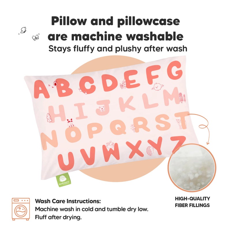 KeaBabies Toddler Pillow with Pillowcase - 13x18 My Little Dreamy Kids Travel Bed Pillows for Sleeping, Organic Cotton Small Pillowcase, Soft & Breathable, Machine Washable, Toddlers 2-5 Years(KeaABC Sakura)  - Image 4