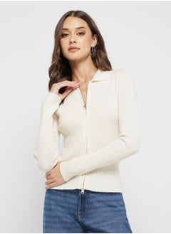 ONLY Zip Detailed Ribbed Cardigan  - Image 1