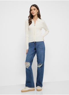 ONLY Zip Detailed Ribbed Cardigan  - Image 4