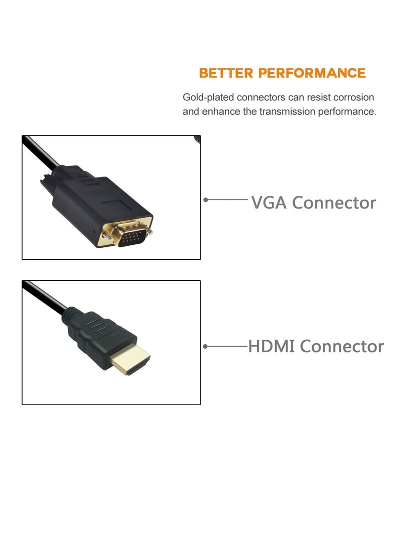Bukela HDMI to VGA high-definition cable with chip 1.8 meters computer monitor projector connection cable without audio and power supply  - Image 2
