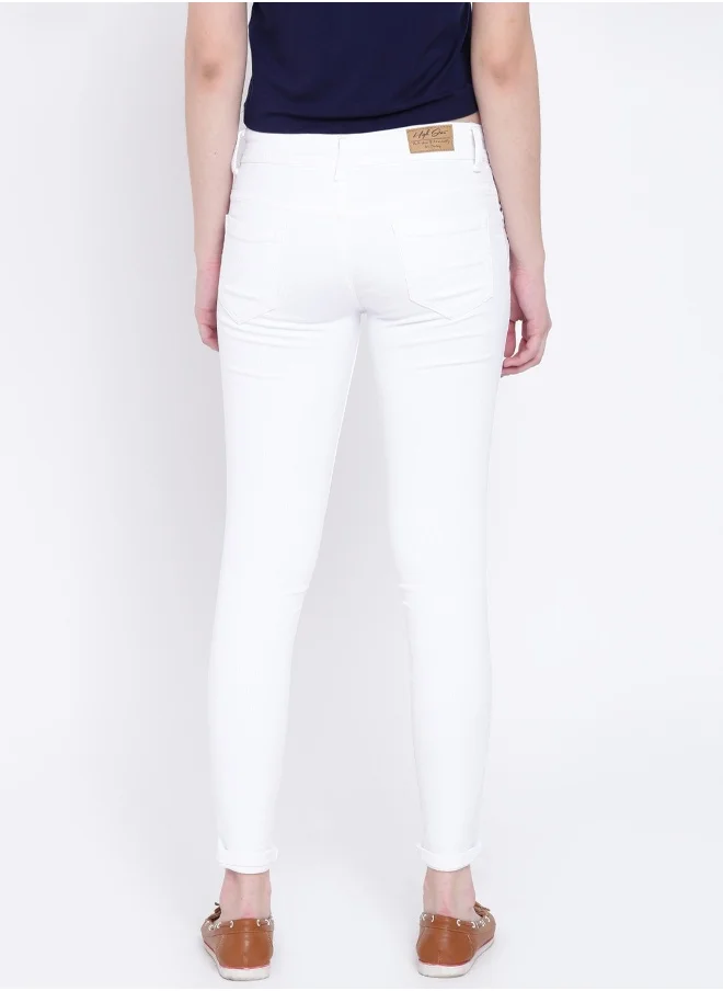 هاي ستار Women White Slim Fit Mid-Rise Clean Look Stretchable Jeans