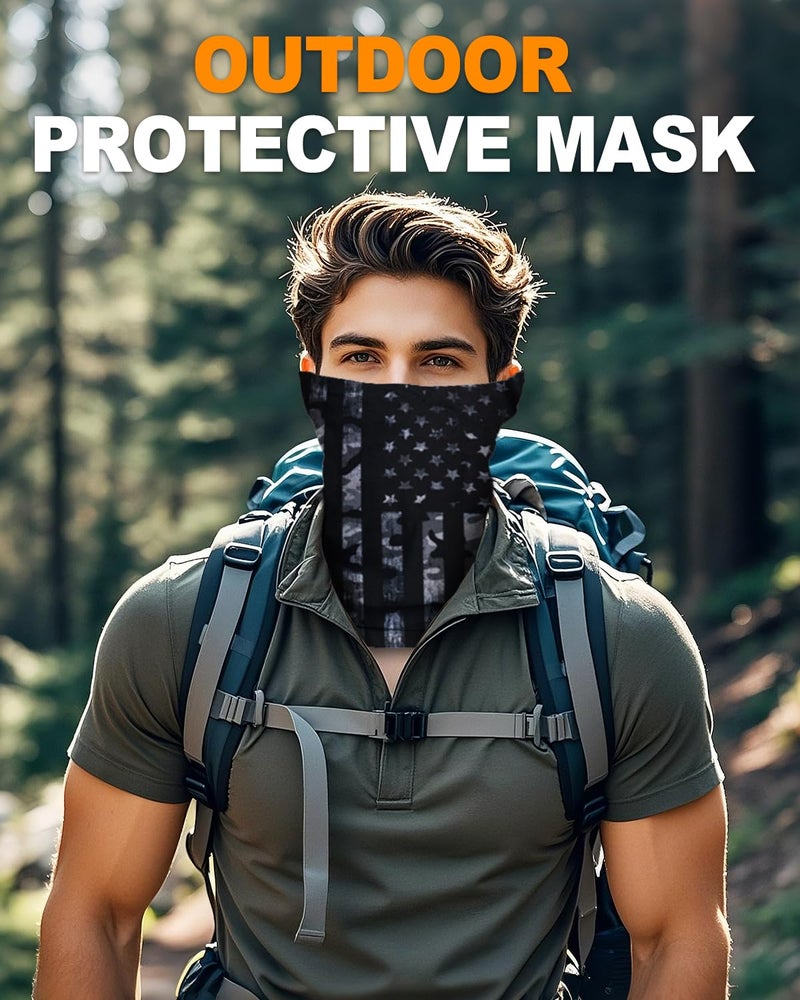 Lauzq 4Pack Neck Gaiter for Men Women Face Cover Mask Head Wrap Balaclava Headwear Bandana Headband Magic Scarf (A-Flag-1, one size) - Image 5