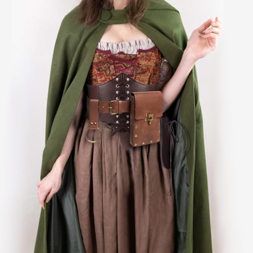 SUMGOGO Womens Corset Belt Belt Pouch Waist Bag Fanny Pack Phone Holder Medieval Renaissance Costume Accessories (Brown, S-Waist/25.6"-34") - Image 3
