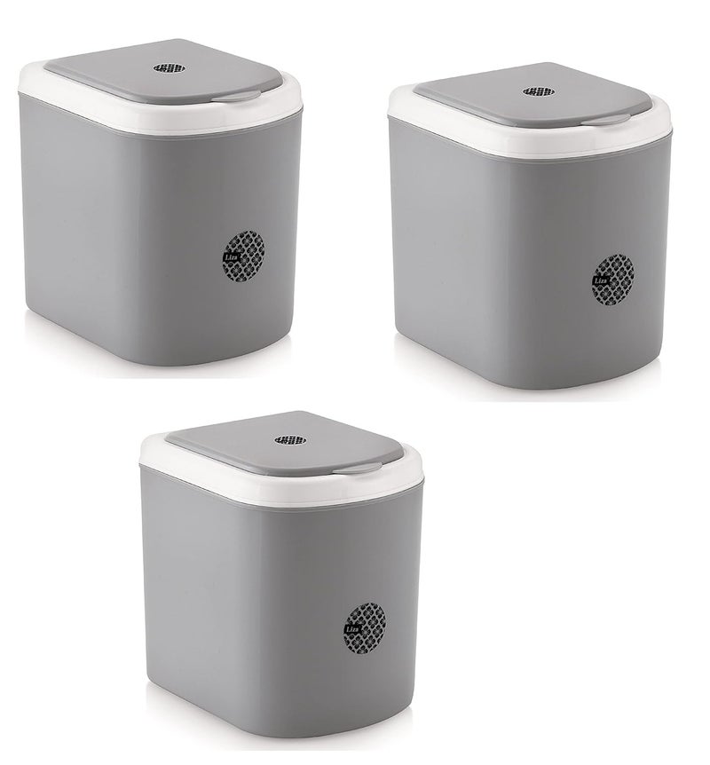Nabhya Combo Of 3Pc Mini Waste Bin Disposal Dustbin for Car Office Desk and Home Use Grey - Image 1