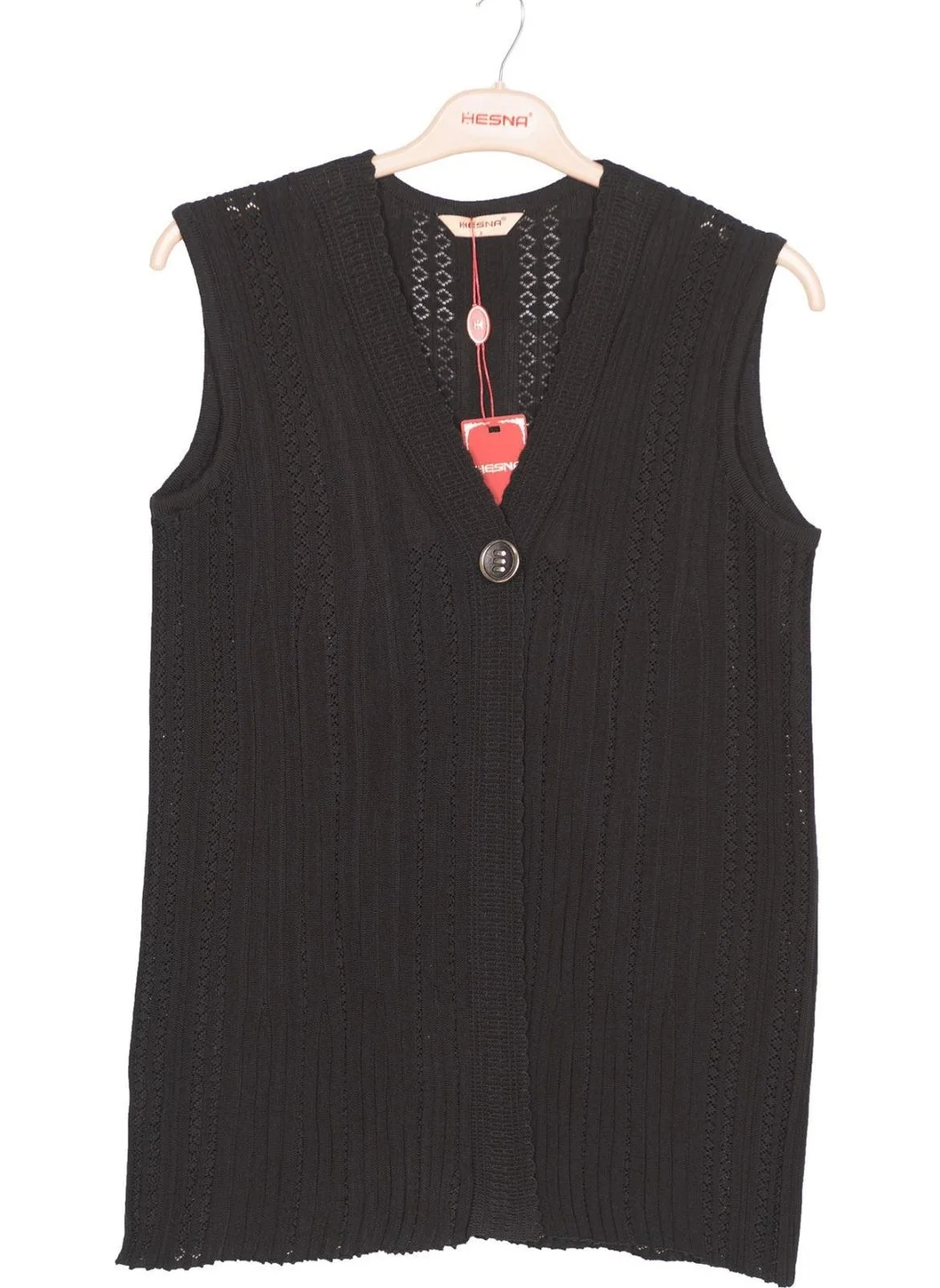 Hesna Accordion Knit Black Vest