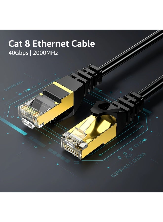Cat8 Ethernet Cable 5M High Speed 40Gbps, Network Internet Shielded Cord RJ45, LAN Wire Cable Wifi Extender Compatible for Modem Gaming TV Router PC - Image 1