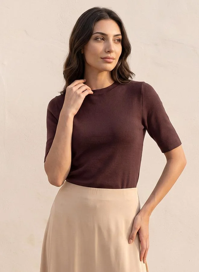 Splash FAV Basics Ribbed Crew Neck Sweater