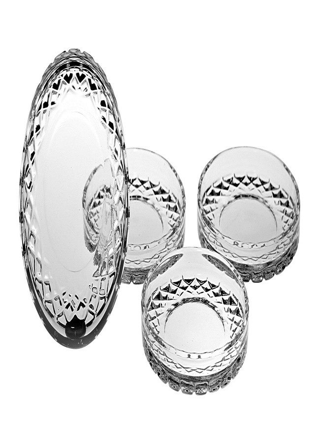 Barski European Crafted Cut Crystal Coasters, 4.25" Diameter, Manufactured in Europe, Set of 4