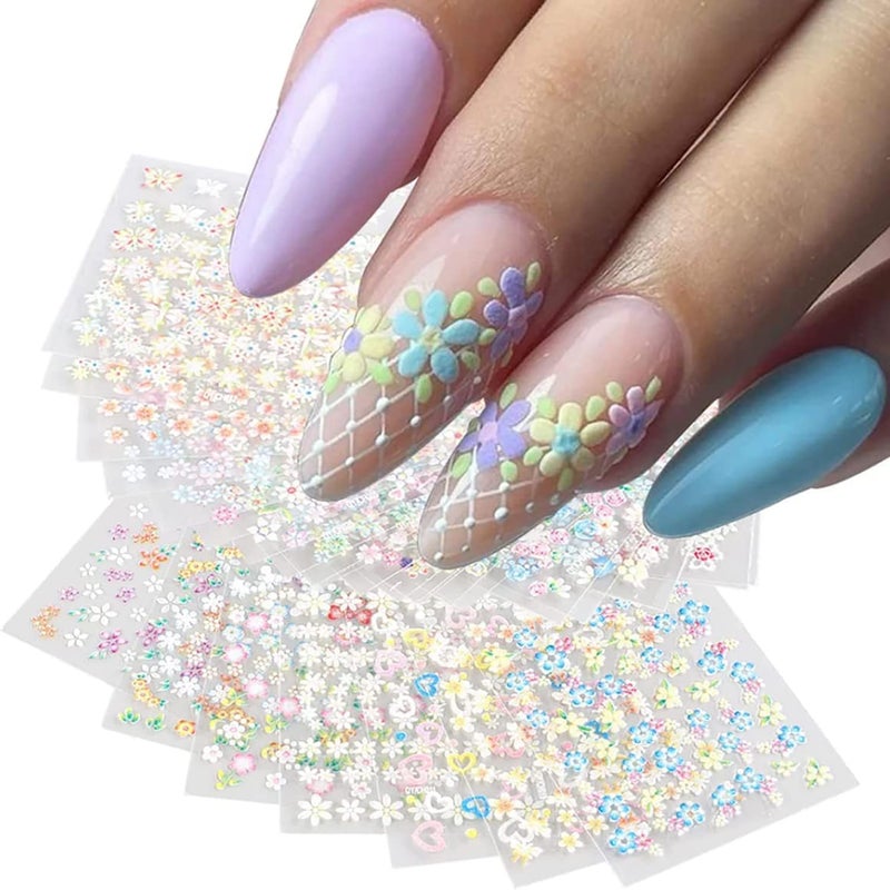 30 Sheets Flowers Nail Art Stickers Holographic Small Floral Vine Leaf Nail Decals 3D Flowers Nail SelfAdhesive Sticker Design for Women Girls Manicure Spring Decoration DIY Resin Transfer Decal