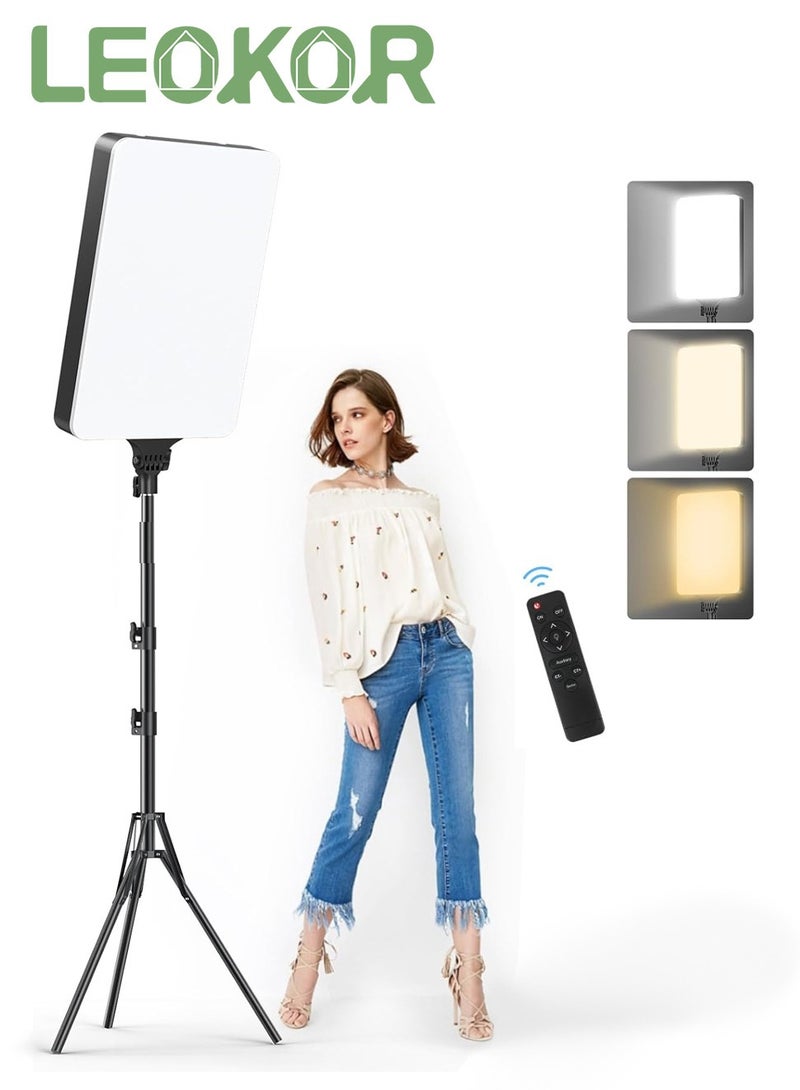 LEOKOR 24 inch LED Video Light Kit, 2800-7500K Dimmable Photography Lighting with Remote and Tripod Stand, Studio Lighting Equipment for Studio Photography, Video Recording, Game Streaming, Portraits Shooting (Black) - Image 1