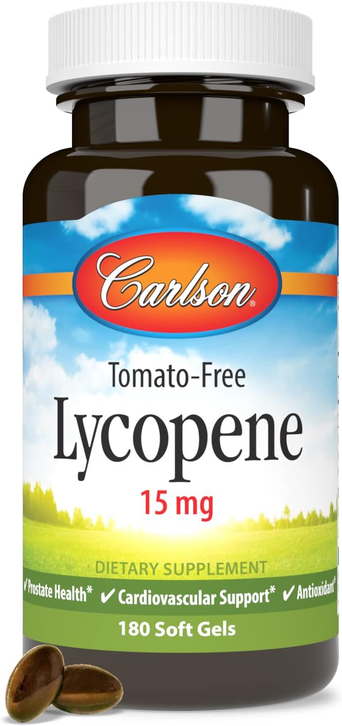 Carlson  Lycopene 15 mg TomatoFree Prostate Health  Circulation Support Optimal Wellness 180 Softgels - Image 5