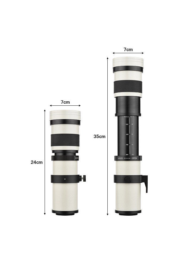 Generic - Camera MF Super Telephoto Zoom Lens F/8.3-16 420-800mm T2 Mount with M-mount Adapter Ring 1/4 Thread Replacement for Canon M M2 M3 M5 M6 Mark II M10 M50 M100 M200 Cameras - Image 1
