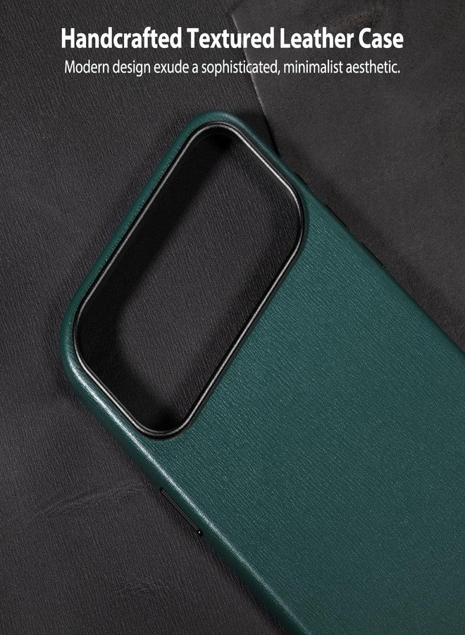 Belemay Handcrafted Premium Textured Leather Case for iPhone 17 Pro Max, Compatible with MagSafe, Modern Minimalist Design, Smooth & Subtle, Camera Control Button, Metal Buttons (6.9"), Forest Green - Image 2