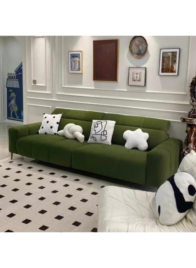 Comfynest Modern Biscuit Back Sofa In Green With Square Arms For Living Room - Image 2