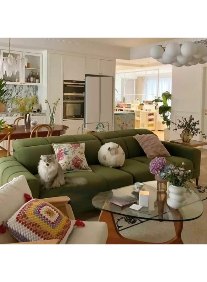 Comfynest Modern Biscuit Back Sofa In Green With Square Arms For Living Room - Image 4