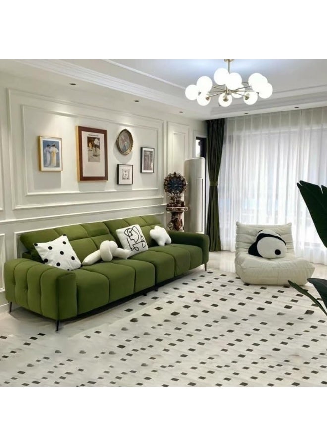 Comfynest Modern Biscuit Back Sofa In Green With Square Arms For Living Room - Image 3