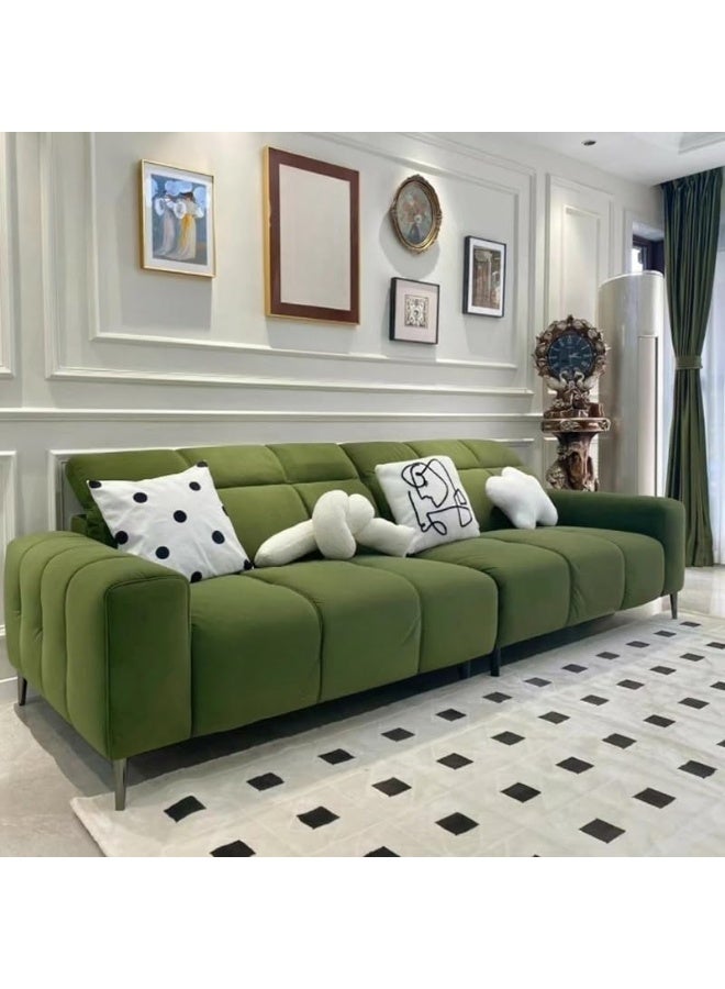 Comfynest Modern Biscuit Back Sofa In Green With Square Arms For Living Room - Image 1