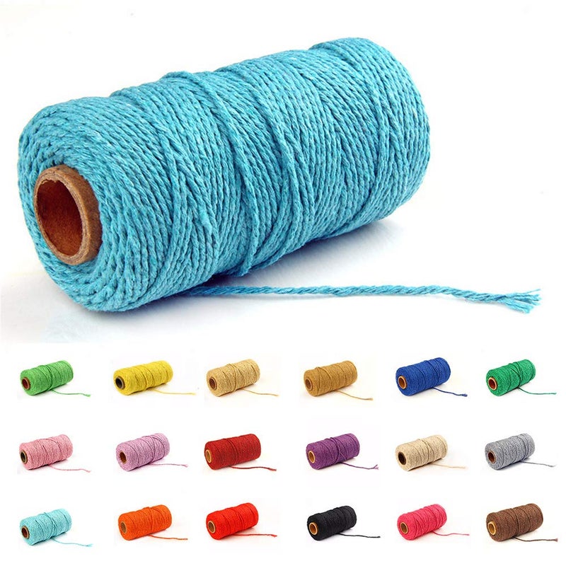 Macrame Cotton Cord 2mm 109 Yard Cotton Rope Colored Craft Cord for DIY Crafts Plant Hangers Blue