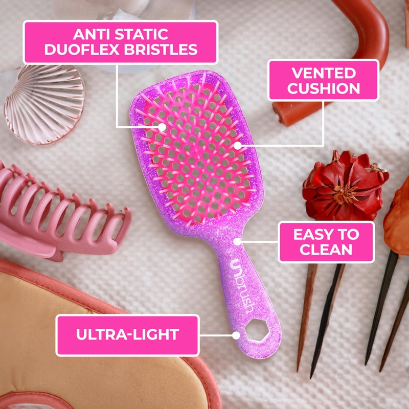 UNbrush FHI Heat UNbrush Detangling Brush for Pain-Free Brushing on All Wet or Dry Hair Types â€” Durable DuoFlex Anti-Static Bristles, Lightweight Handle, Vented Hair Brush, Rose Quartz Pink - Image 5