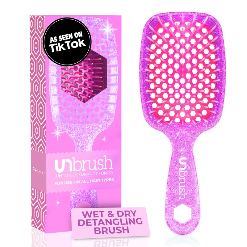 UNbrush FHI Heat UNbrush Detangling Brush for Pain-Free Brushing on All Wet or Dry Hair Types â€” Durable DuoFlex Anti-Static Bristles, Lightweight Handle, Vented Hair Brush, Rose Quartz Pink - Image 1