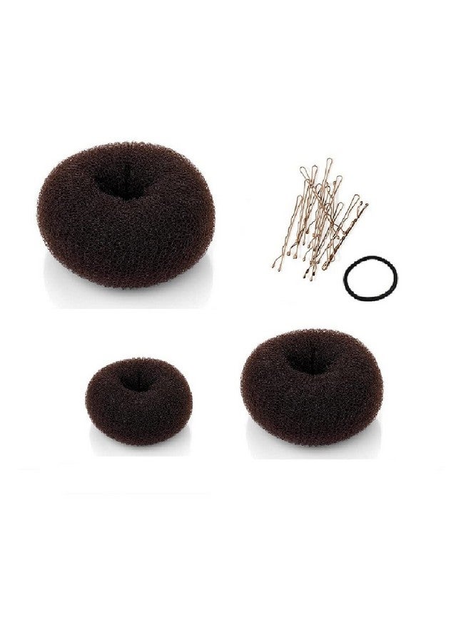 Beaute Galleria Beaute Galleria 3 Pieces Hair Donut Bun Maker Ring Style Mesh Chignon Ballet Sock Bun (Large Medium Small) (Brown) - Image 1