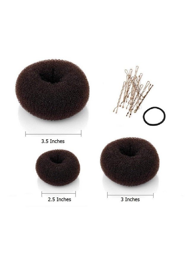 Beaute Galleria Beaute Galleria 3 Pieces Hair Donut Bun Maker Ring Style Mesh Chignon Ballet Sock Bun (Large Medium Small) (Brown) - Image 2