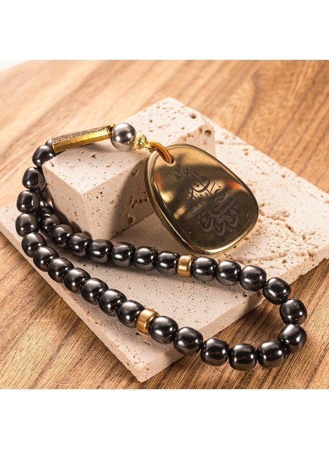 TranquilBeads 33-Bead Hematite Tasbih 8.5mm with Quranic Engraved Terahertz Detail, Islamic Misbaha Prayer Beads with Gift Box, Car Hanging Accessory, Ramadan Eid Hajj Umrah Gift - Image 5
