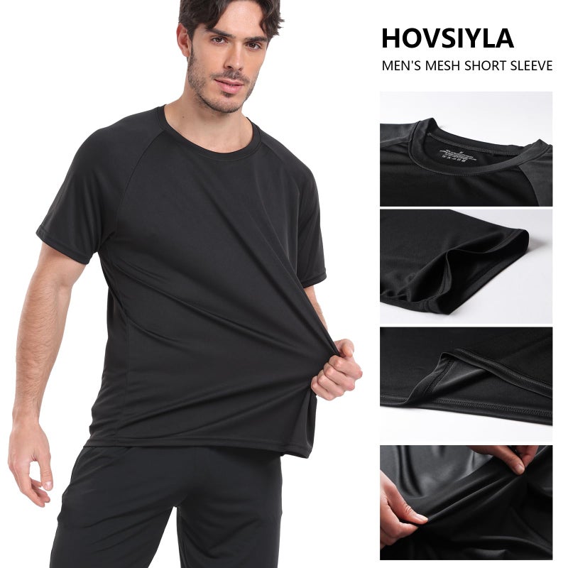 HovSiyla 5 Pack Running Shirts Men Sport Tops Dry Fit Gym Wicking Athletic T Shirts Breathable Cool Workout Shirts XL - Image 3