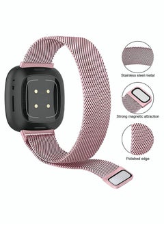 Y&D Bands for Fitbit Versa 3, Metal Compatible with Sense, Stainless Steel Mesh Breathable Wristband Strap Adjustable Magnet Lock, Replacement Wristbands Women and Men  - Image 2