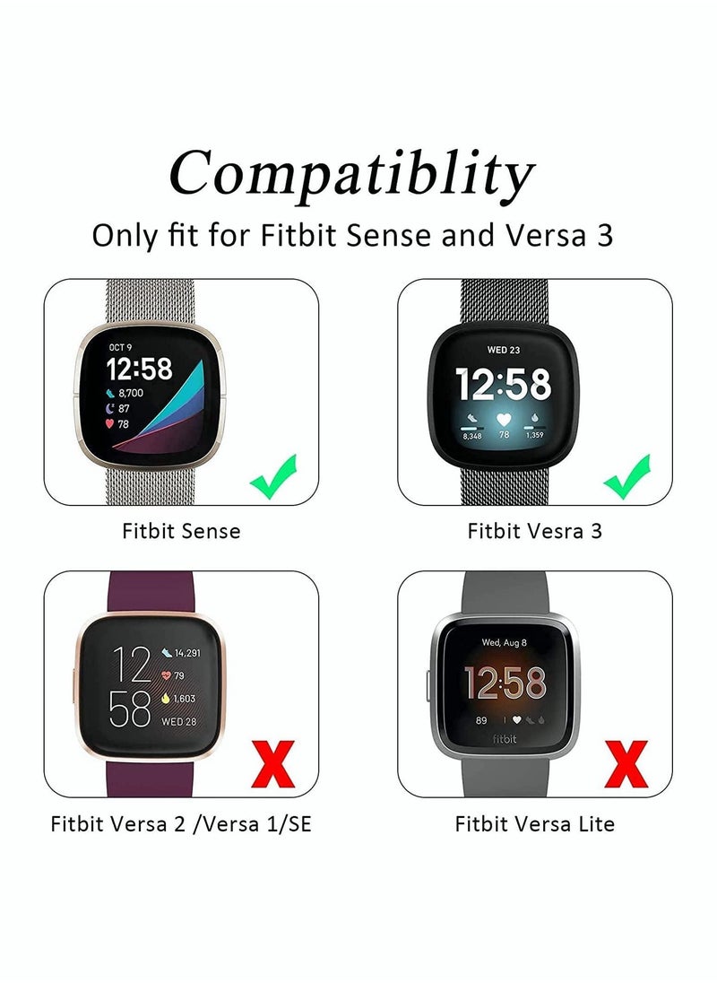 Y&D Bands for Fitbit Versa 3, Metal Compatible with Sense, Stainless Steel Mesh Breathable Wristband Strap Adjustable Magnet Lock, Replacement Wristbands Women and Men  - Image 4