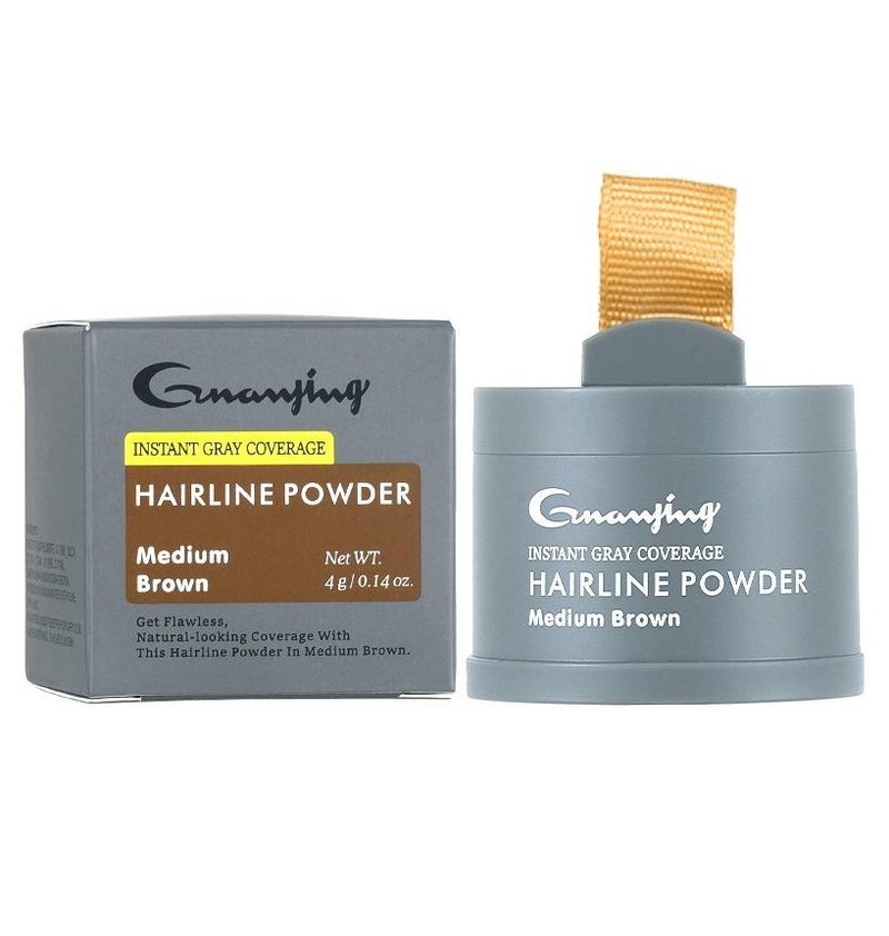 GUANJING Hairline Powder for Instant Gray Coverage Medium Brown 4g - Image 2