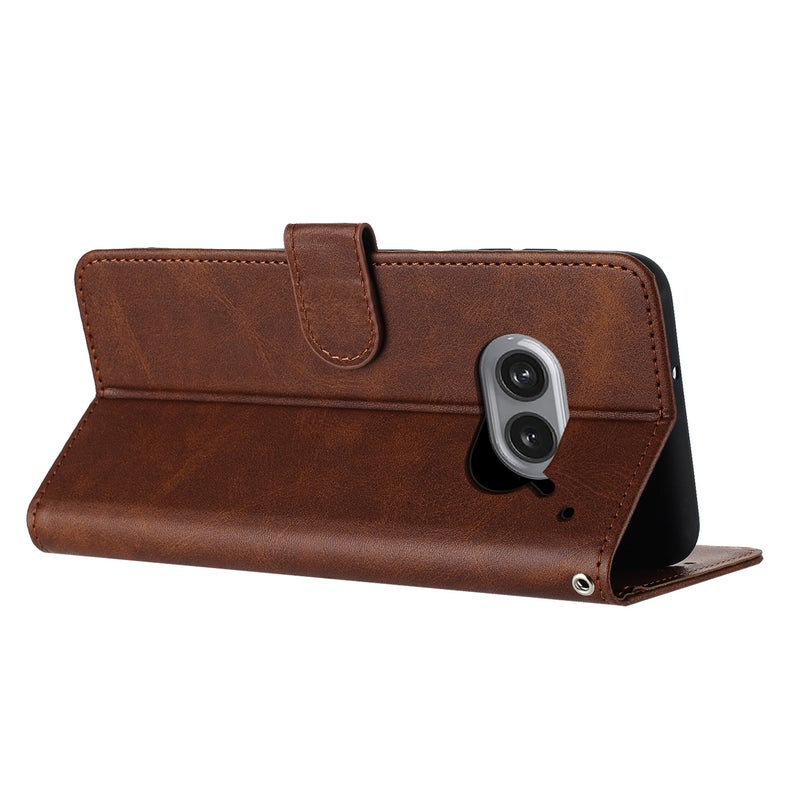HuHa Protective Cover For Nothing Phone 2a / 2a Plus Solid Calf Texture Flip Leather Phone Case(Brown) - Image 4