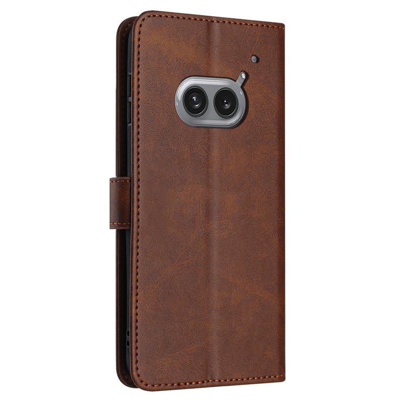 HuHa Protective Cover For Nothing Phone 2a / 2a Plus Solid Calf Texture Flip Leather Phone Case(Brown) - Image 3