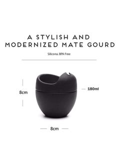 Y&D Reusable Silicone Cups Mate Gourd Cup Mug Set With Stainless Steel Straw Filter To Drink Tea And Yerba Drinking, BPA Free Easy Clean 180 Ml (Black)  - Image 5