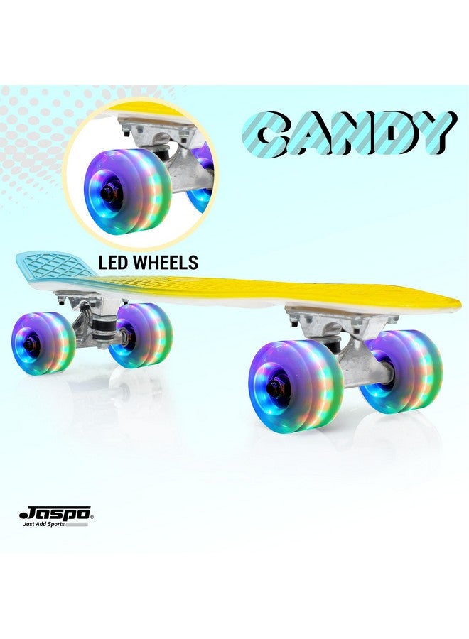 Jaspo Jaspo Candy Kids Skateboard, LED Wheels 58 mm, Aluminium Trucks, Fibre Deck,Knurl Design, Age Group Above 5 Years, Lightweight, Dual Colour (Yellow & Blue, LED Wheels (22x6 inches)) - Image 5
