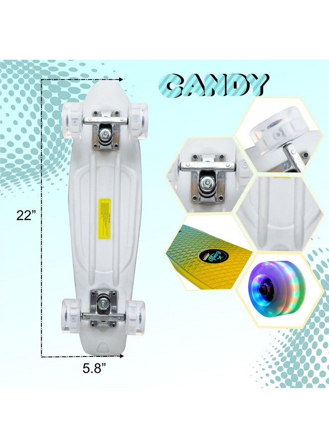 Jaspo Jaspo Candy Kids Skateboard, LED Wheels 58 mm, Aluminium Trucks, Fibre Deck,Knurl Design, Age Group Above 5 Years, Lightweight, Dual Colour (Yellow & Blue, LED Wheels (22x6 inches)) - Image 2
