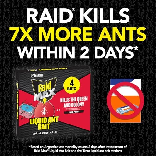 RAID طُعم سائل رايد ماكس للنمل؛ يقتل النمل حيث يتكاثر، للاستخدام الداخلي والخارجي؛ 8 محطات طُعم - Image 2